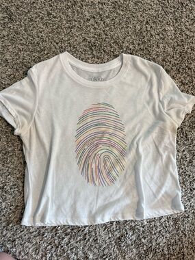 Crime Junkie Merch Limited Edition White Crop Top With Fingerprint Logo